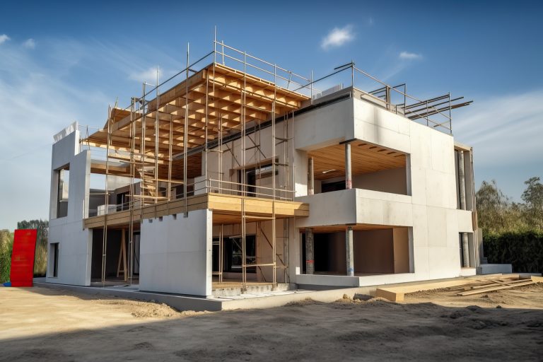 Haus im Rohbau von aussen
